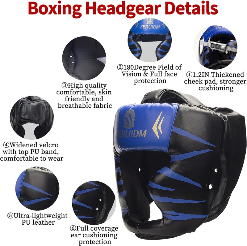 ZERUIDM 2 Pack Boxing Headgear for Adult Men Kids, Thickened Training Sparring Head Guard for MMA Kickboxing Muay Thai Equipment - Image 3